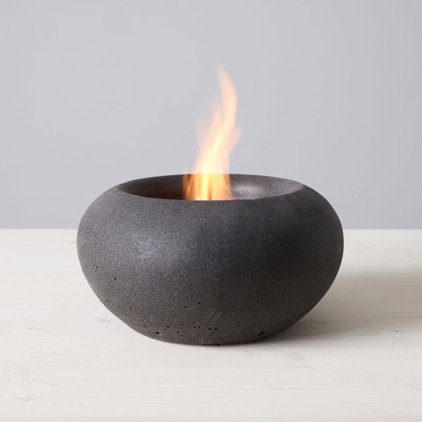 TerraFlame Stone Concrete Table Top Gel Fuel Fire Bowl Indoor and